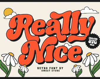 Really Nice Typeface, Organic Font, Retro Font, Vintage Font, Commercial Use, Font Logo, Procreate Font, Instan Download Font, Groovy Font