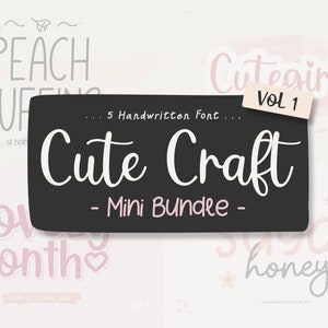Cute Craft Font Bundle, Procreate Font, Canva Font, Cricut Fonts, Digital font, Font download, Calligraphy font, Feminine font, Mini Bundle