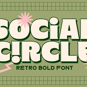 Social Circle Typeface, Organic Font, Retro Font, Vintage Font, Procreate Font, Font Logo, Canva Font, Instan Download Font, Groovy Font