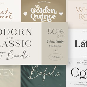 Modern & Classic Font Bundle, Cricut Font, Retro Font, Vintage Font, Modern Font, Font Logo, Procreate Font, Instan Download Font