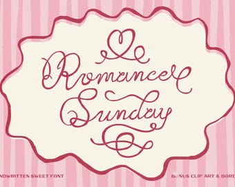Fuente manuscrita Romance Sunday, fuente Procreate, fuente Canva, fuentes Cricut, fuente para bodas, fuente para San Valentín, fuente para decoración del hogar, fuente dulce