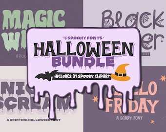 Halloween-lettertypebundel, Procreate-lettertype, Canva-lettertype, Cricut-lettertypen, Groovy-lettertype, Halloween-decoratie, Spooky-lettertype, Griezelig lettertype, Druipend lettertype