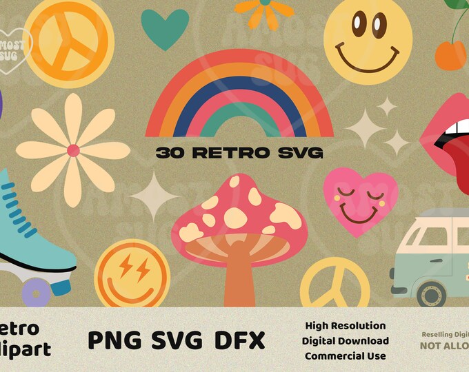 Groovy SVG Bundle, Retro SVG, Boho SVG, Hippie Svg, Aesthetic Svg ...