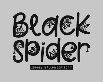 Fuente Black Spider, Fuente de Halloween, Fuente Spider, Fuente Fantasma, Fiesta de Halloween, Fuente Espeluznante, Fuente Procreate, Fuente Cricut, Fuente Aterradora, Cricut