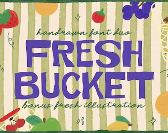 Duo de fuentes manuscritas Fresh Bucket, fuente Procreate, fuente Canva, fuentes Cricut, fuente para decoración de pared, fuente para póster de cocina, fuente para decoración del hogar, fuente Imperfect