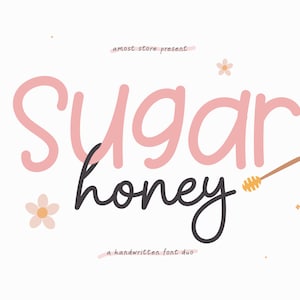 Sugar Honey Font Duo, Font Duo escrito a mano, Procreate Font, Canva Font, Cricut Fonts, Fuente digital, Fuente caligrafía, Fuente femenina