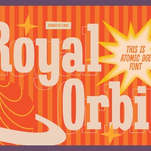 Royal Orbit Typeface, Mid Century, Retro, Vintage, Classic, Nostalgic, Procreate, Cricut, Canva, Commercial use, 90s, 80s, 70s, 60s Font
