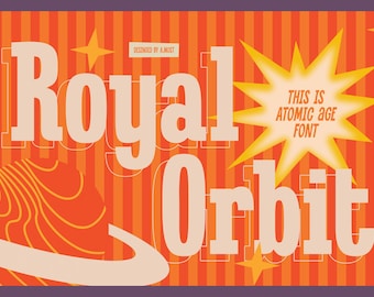 Royal Orbit-lettertype, halverwege de eeuw, retro, vintage, klassiek, nostalgisch, voortplanten, Cricut, canvas, commercieel gebruik, lettertype van de jaren 90, 80, 70, 60