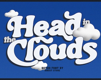 Lettertype Wolken, organisch lettertype, retro-lettertype, vintage lettertype, commercieel lettertype, lettertypebundel, lettertypebundel, Procreate-lettertype, lettertype Instan-download, Groovy-lettertype