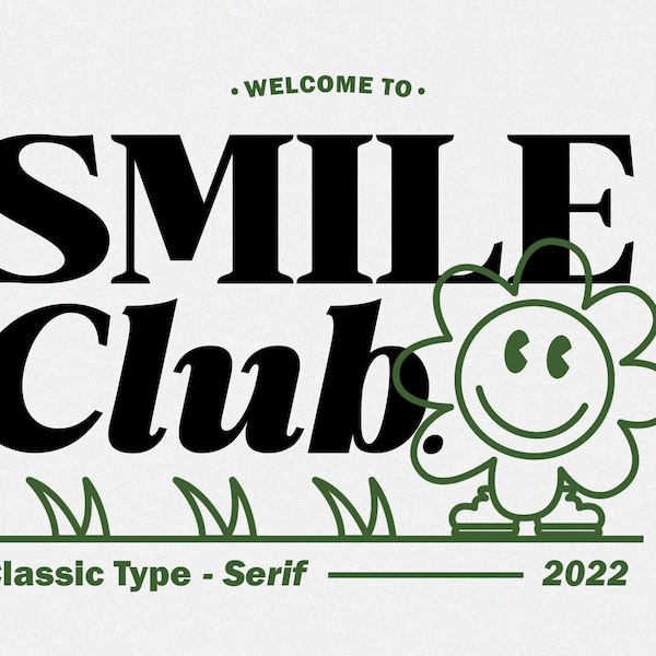 Smile Club Typeface, Fuente orgánica, Fuente retro, Fuente vintage, Fuente moderna, Logotipo de fuente, Fuente Procreate, Fuente de descarga Instan, Fuente Canva