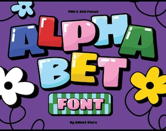 Alfabet clipart lettertype, funky kleurrijke letters cijfers, schoolbenodigdheden clipart, sublimatie png-ontwerp, klas helder alfabet, SVG-lettertype