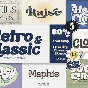 Retro Font Bundle Vol. 3, Cricut Font, Retro Font, Vintage Font, Commercial use, Font Logo, Procreate Font, Instan Download Font, 80s, 90s