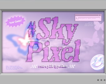 Sky-Pixel Y2K Retro-lettertype, Y2k Fahion, Retro, Vintage, Klassiek, 2000, Procreate, Cricut, Canva, Commercieel gebruik, jaren 90, Bootleg-lettertype, Pixel-lettertype