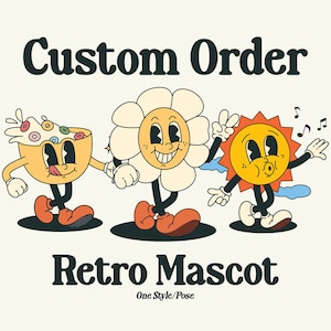 Pedido personalizado de mascota retro / Logotipo de personaje vintage para equipo empresarial o escolar