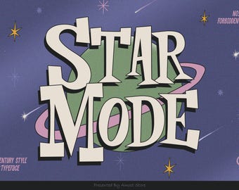 Lettertype stermodus, halverwege de eeuw, retro, vintage, klassiek, nostalgisch, voortplanten, Cricut, canvas, commercieel gebruik, lettertype uit de jaren 90, 80, 70, 60