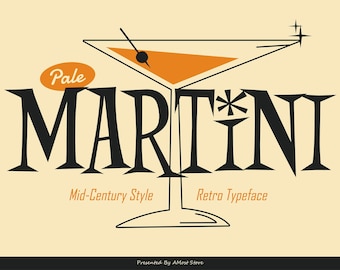 Martini-lettertype, Mid Century, Retro, Vintage, Classic, Nostalgisch, Voortplanten, Cricut, Canva, Commercieel gebruik, jaren 90, 80, 70, 60s lettertype