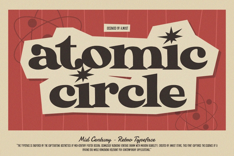 Atomic Circle Typeface, Mid Century, Retro, Vintage, Classic, Nostalgic ...