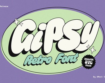 Gipsy lettertype, organisch lettertype, retro lettertype, vintage lettertype, commercieel lettertype, lettertypelogo, lettertype opnieuw maken, Instan Download lettertype, Groovy lettertype