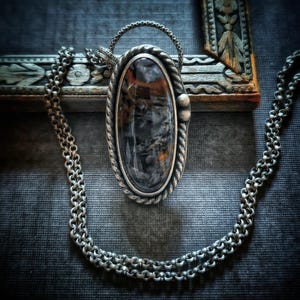 Pietersite Necklace: Fine Silver & Sterling Silver Pendant
