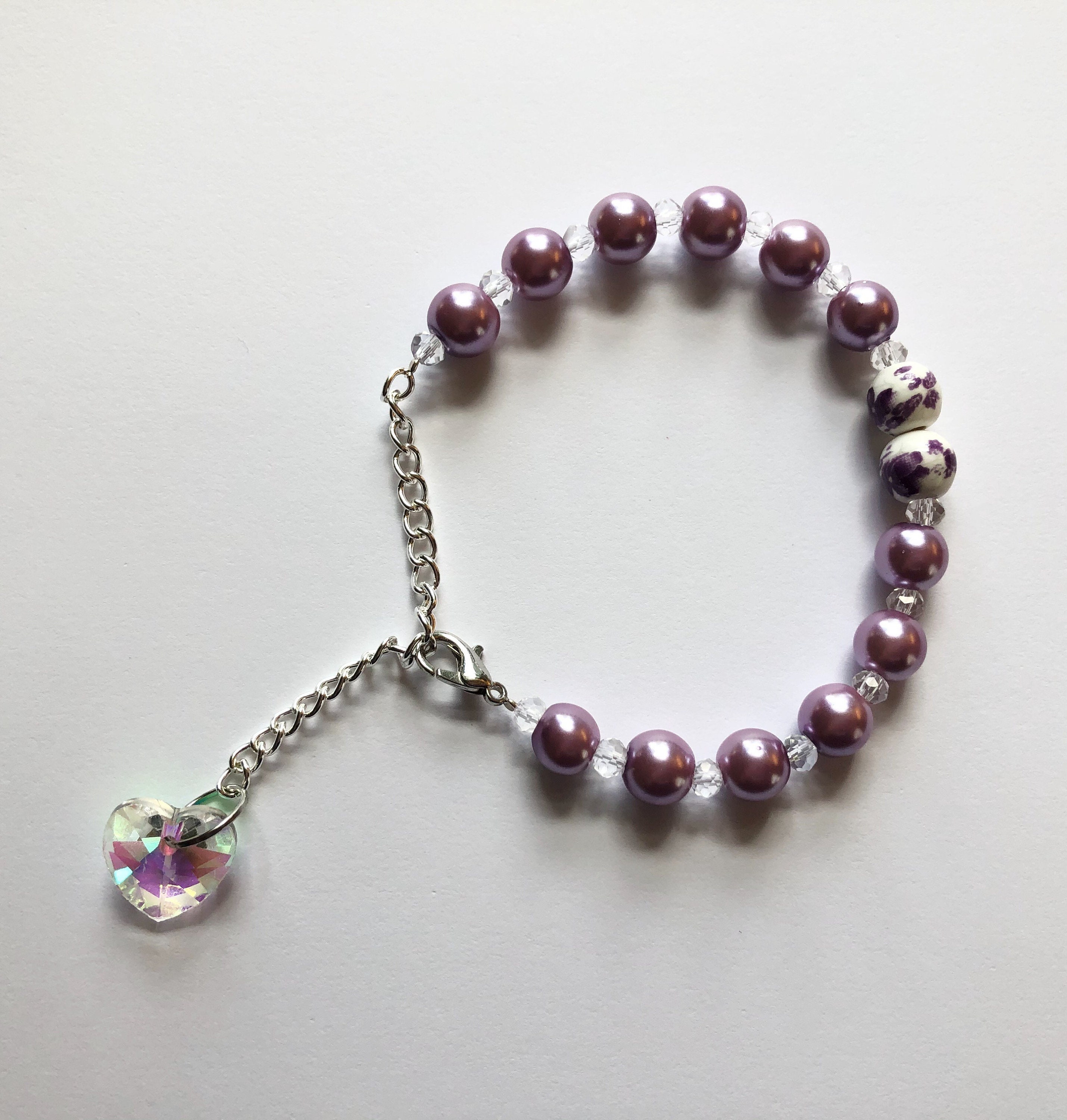 Purple Pearl Adjustable Bracelet Etsy