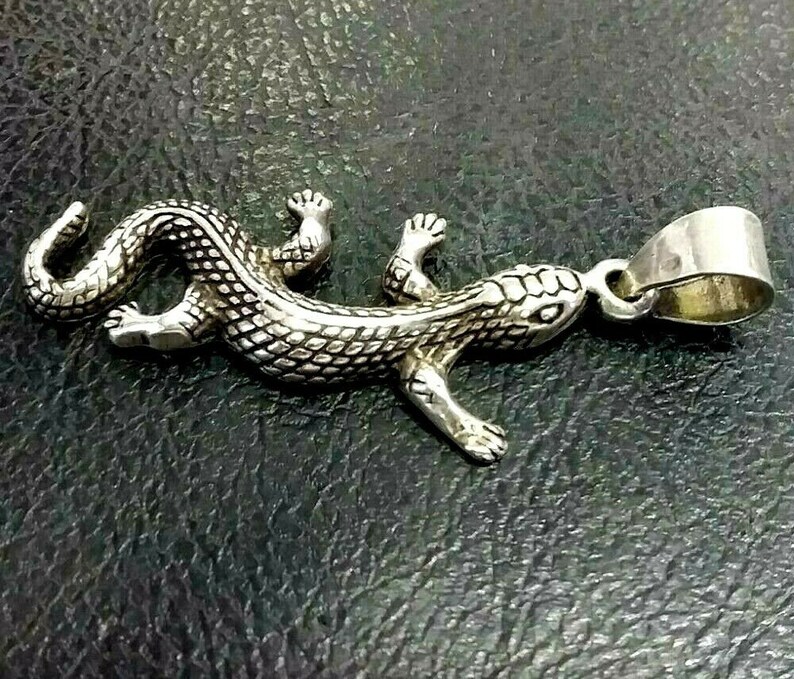 Solid 925 Sterling Silver Lizard Reptile Animals Necklace Etsy