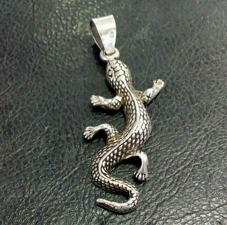 Solid 925 Sterling Silver Lizard Reptile Animals Necklace Etsy