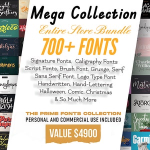 The Ultimate 700+ Fonts - Font Bundle, Cricut, Script Font,Digital Font, Canva Font, Fonts,  Procreate Fonts, Crafting, SVG Font, Commercial