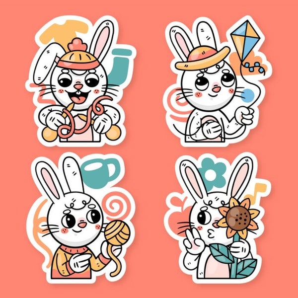 Ronnie the bunny transports stickers set | Ronnie the bunny autumn stickers collection | Kids Stickers | Digital Planner Sticker