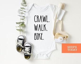 Bike Baby Onesie® - Cute Little Biking Buddy Bodysuit - Adventure Onesie®- Crawl, Walk, Bike Baby Onesie®