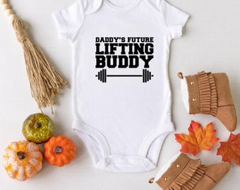 Daddy's Future Lifting Buddy, Daddy Onesie®, Daddy Baby Clothes, New Dad Gift, Dad Gym, Dad Workout, Pregnancy Announcement, Baby Reveal