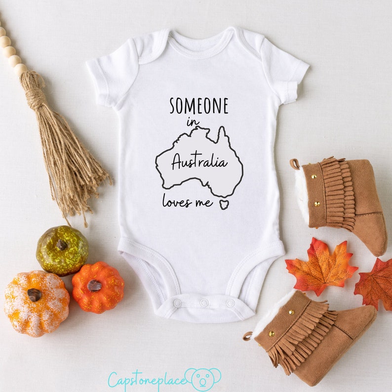 baby onesie Australia Baby Onesies\u00ae Australian Baby Bodysuit Australia Baby Giftbaby clothes Someone in Australia Loves me Onesies\u00ae
