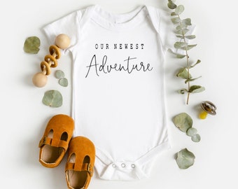 Our Newest Adventure Pregnancy Announcement Onesie/ Pregnancy announcement bodysuit/ Baby reveal romper/new daddy baby shirt