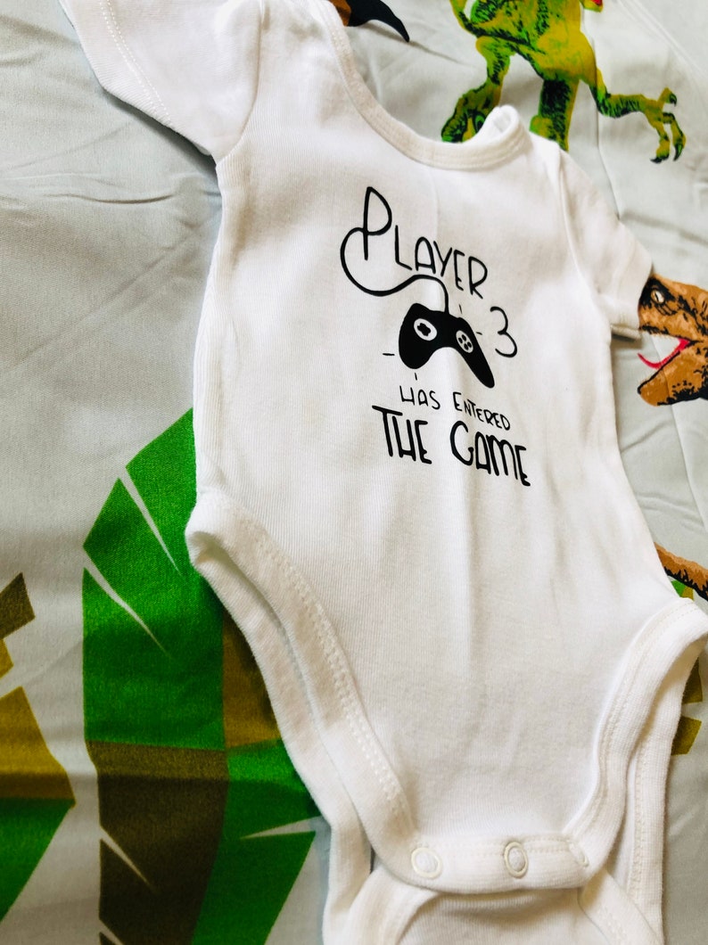 Player 3 Has Entered the Game Coming Soon Baby Onesie™ Pregnancy Announcement Baby Announcement Pregnancy Reveal Video Game image 3