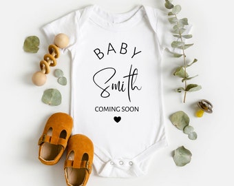 Personalised Announcement Onesie®  - Pregnancy Announcement Name Baby Onesie®, Coming Soon Baby Onesie® , Baby Name Onesie