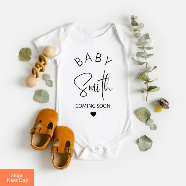 Personalised Announcement Onesie®  - Pregnancy Announcement Name Baby Onesie®, Coming Soon Baby Onesie® , Baby Name Onesie