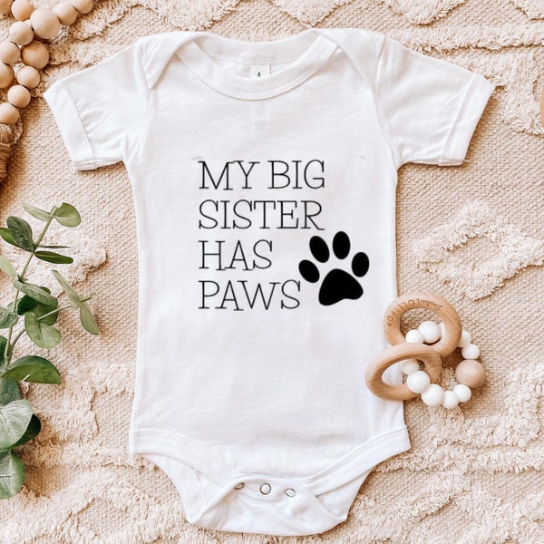 Cute Baby Clothes, Dog Baby Clothes, Cat Baby Clothes, Baby Reveal, Baby Announcement, My Big Sister Has Paws, Baby Shower Gift, Funny Baby