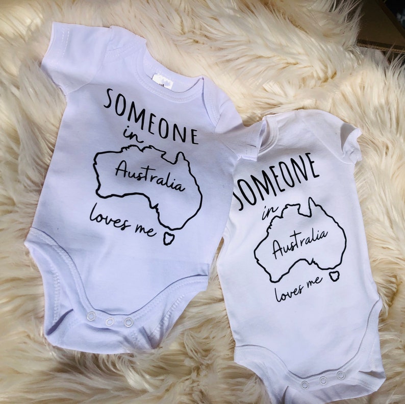 baby onesie Australia Baby Onesies\u00ae Australian Baby Bodysuit Australia Baby Giftbaby clothes Someone in Australia Loves me Onesies\u00ae