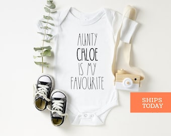 Personalised Aunty Is My Favorite Baby Bodysuit- Custom Aunt Baby Bodysuit - Funny Aunt Baby Bodysuit - Baby Shower Gift