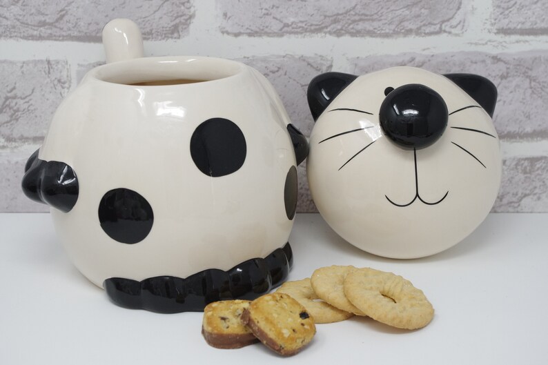 Cat Cookie Jar Biscuit Barrell Kitchen Novelty Decor Cermaic Etsy
