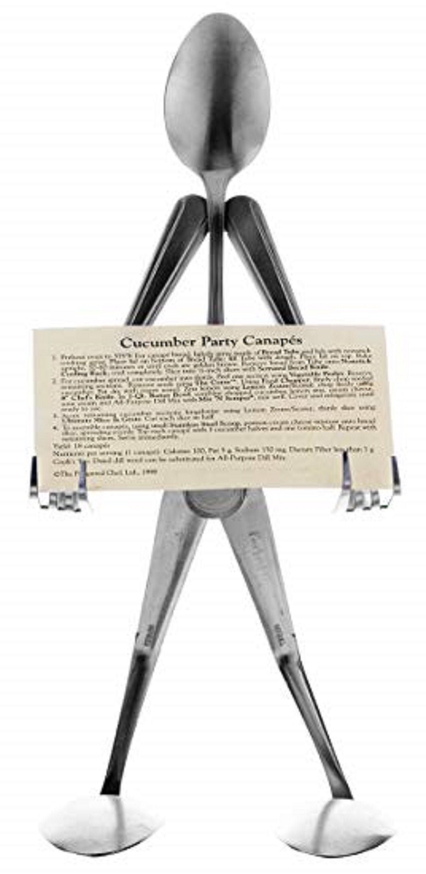 Recipe Card Stand / Holder Spoon Man by Forked up Art Etsy