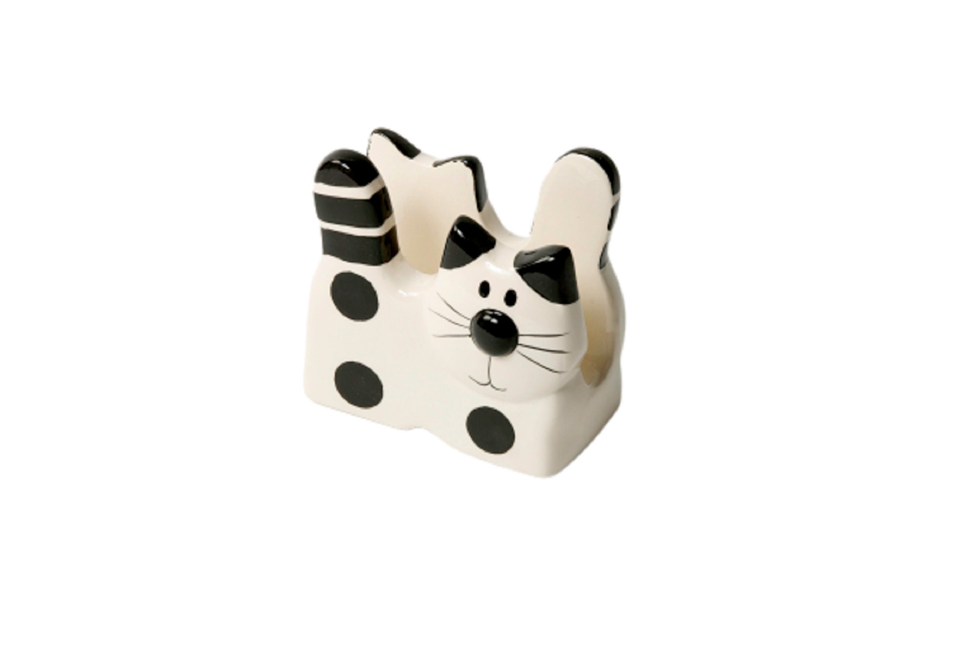 Cat Napkin Holder & Dispenser Ceramic Cream Black Etsy