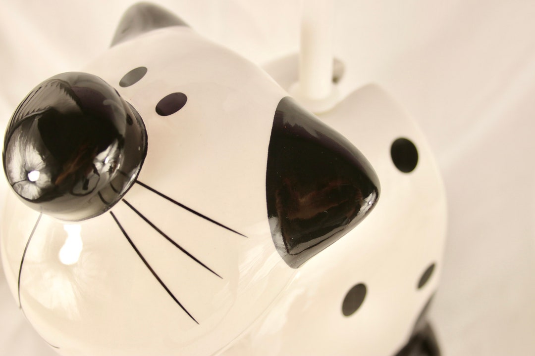 Ceramic Cat Toilet Brush Holder for Bathroom or WC Cream & Black Etsy