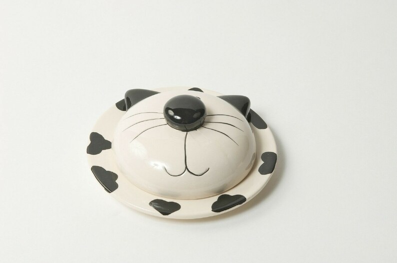 Cat Lidded Butter Dish Cheese Server Novelty Cat Shaped Etsy