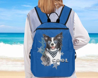 BORDER COLLIE BAG | Cool Dog Photo Backpack | To Go Laptop Backpack | Pet Portrait Backpack | Border Collie Lover Gift | Cute Dog Backpack