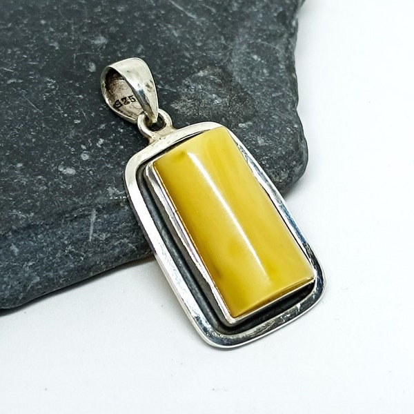 Natural Baltic Amber Pendant  925 Solid Silver, Handmade 925 Silver Pendant, Butterscotch Amber Pendant,Unpolished Amber Pendant,White Amber