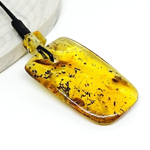 Natural Amber Pendant, Amber with Leather, Amber Healing Jewelry, Raw Stone Pendant,Boho Gift,Genuine Amber Pendant,12gr
