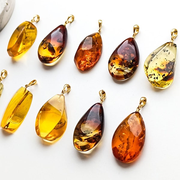 Real Natural Baltic Amber Pendant with Gold Plated 925 Silver Bail, Amber  Healing, Genuine Exceptional Amber, Elegant Amber for Collectors