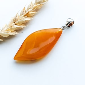 Baltic Amber Pendant with 925 Silver Bail,Unique Pendant,Cognac Color Amber,Birthday Gift,Natural Baltic Amber Pendant