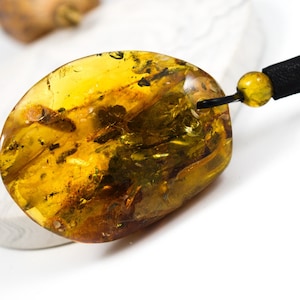 22gr Large Amber Pendant, Natural Baltic Amber Pendant with Leather, Raw Amber Pendant, Raw Stone Pendant, Boho Pendant, Healing Pendant