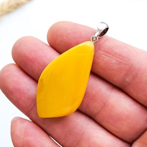 Baltic Amber Pendant with 925 Silver Bail,Unique Pendant,Yellow Color Amber,Birthday Gift,Natural Baltic Amber Pendant